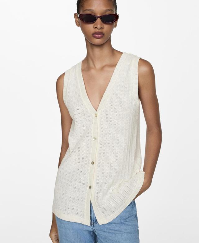 Mango Womens Crochet Knitted Vest Product Image