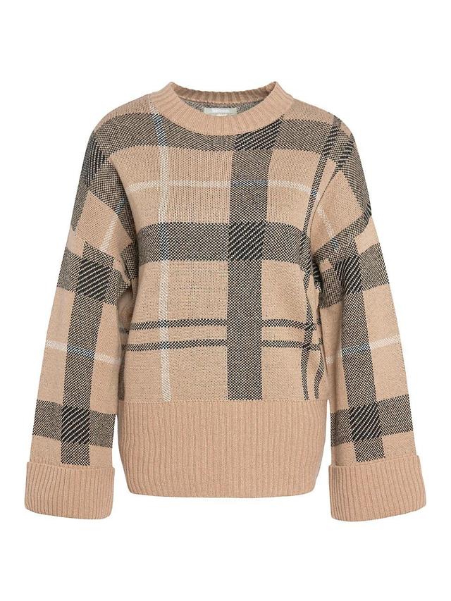 Womens Adela Checked Wool-Blend Crewneck Sweater Product Image