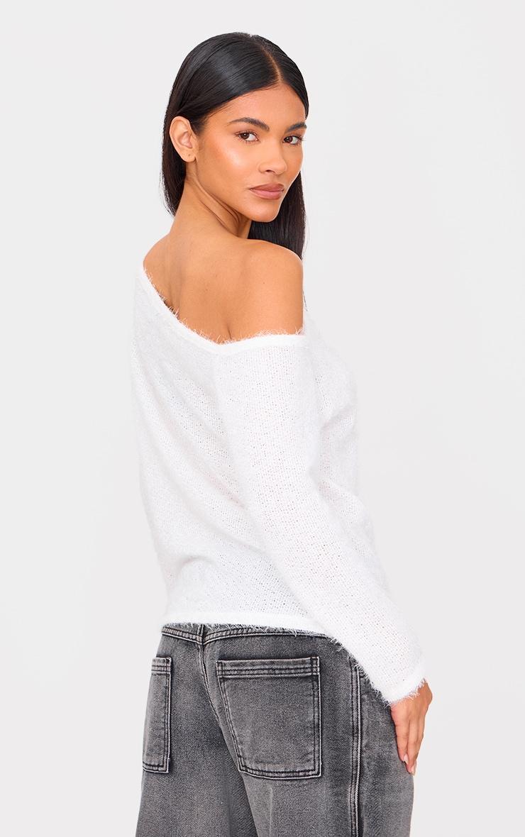  Cream Slouchy Texured Oversized Sweater Product Image