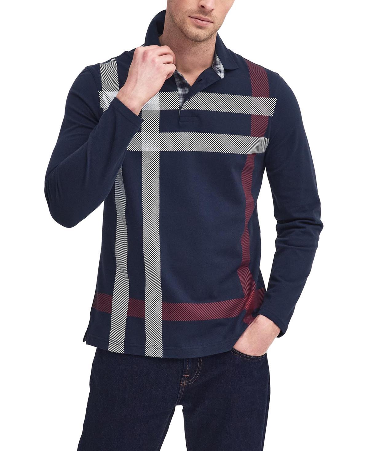 Barbour Mens Blaine Tailored-Fit Tartan Long-Sleeve Polo Shirt Product Image