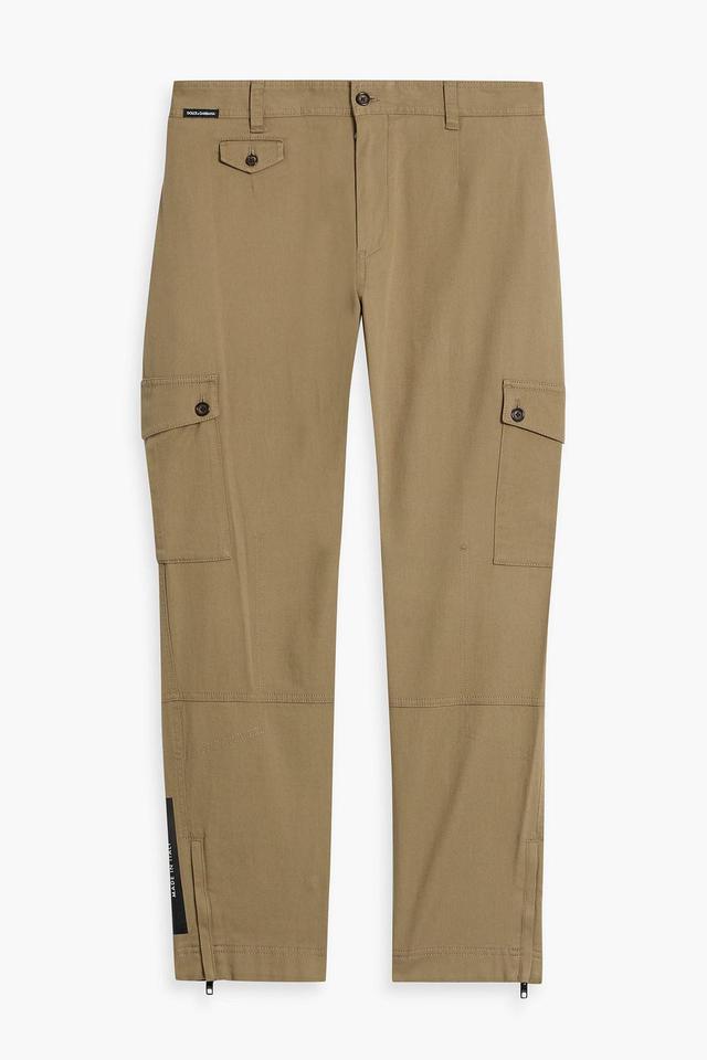 Tapered Logo-print Cotton-blend Twill Cargo Pants In Taupe Product Image