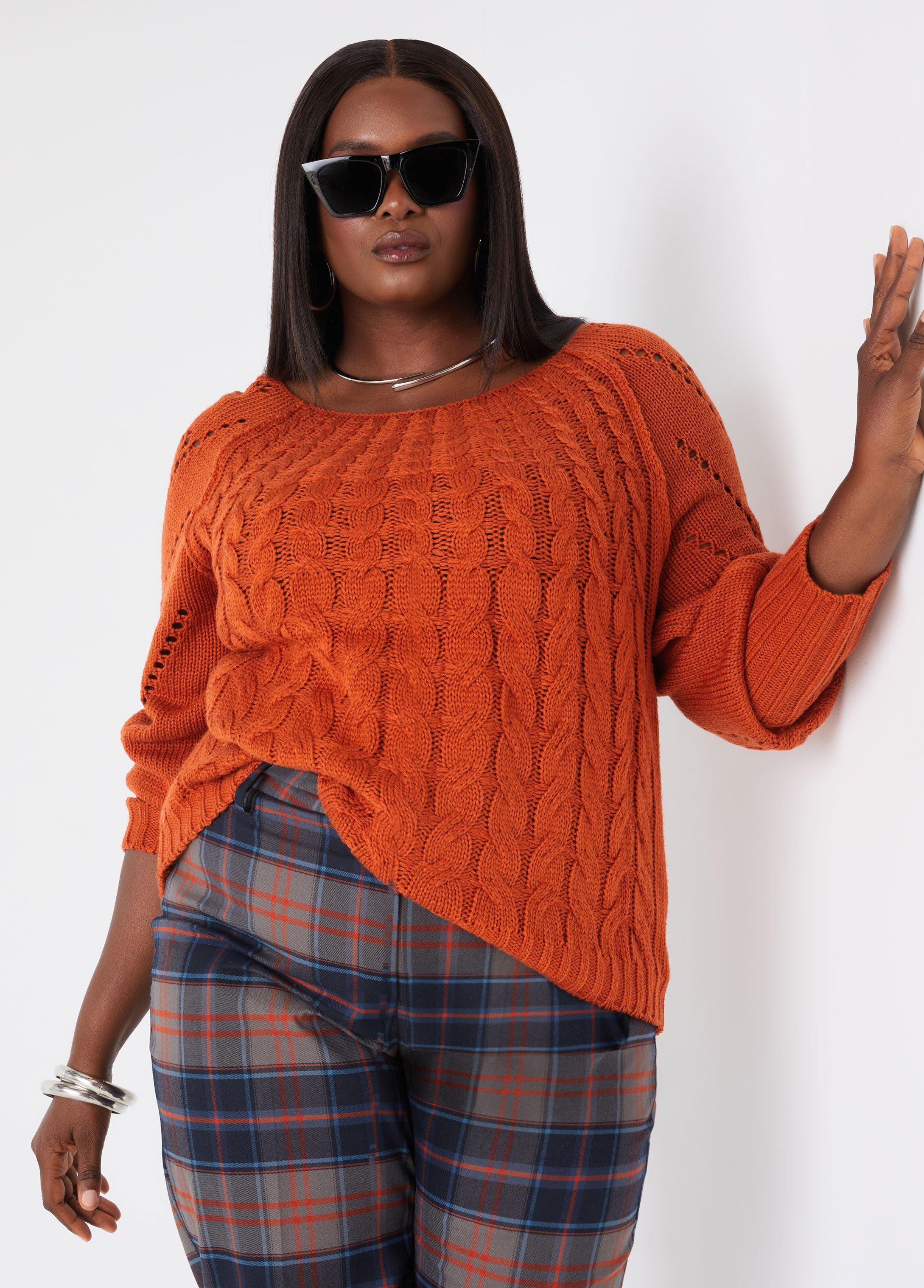 Plus Size Cable Knit Sweater Ashley Stewart Product Image