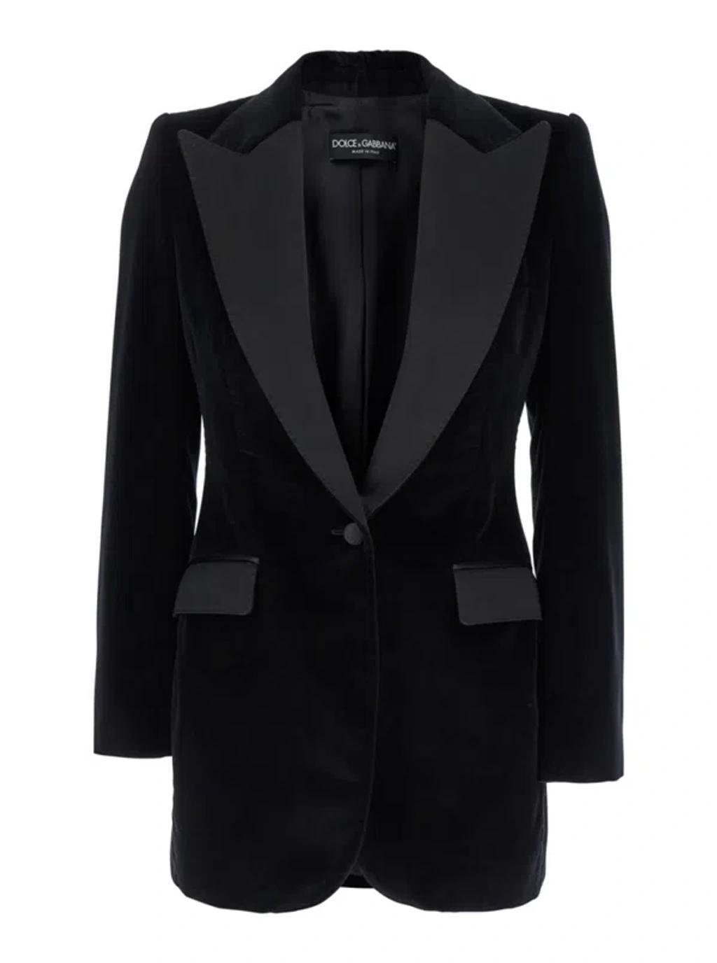 DOLCE & GABBANA Black Single-breasted Jacket With Peak Revers In Velvet Product Image