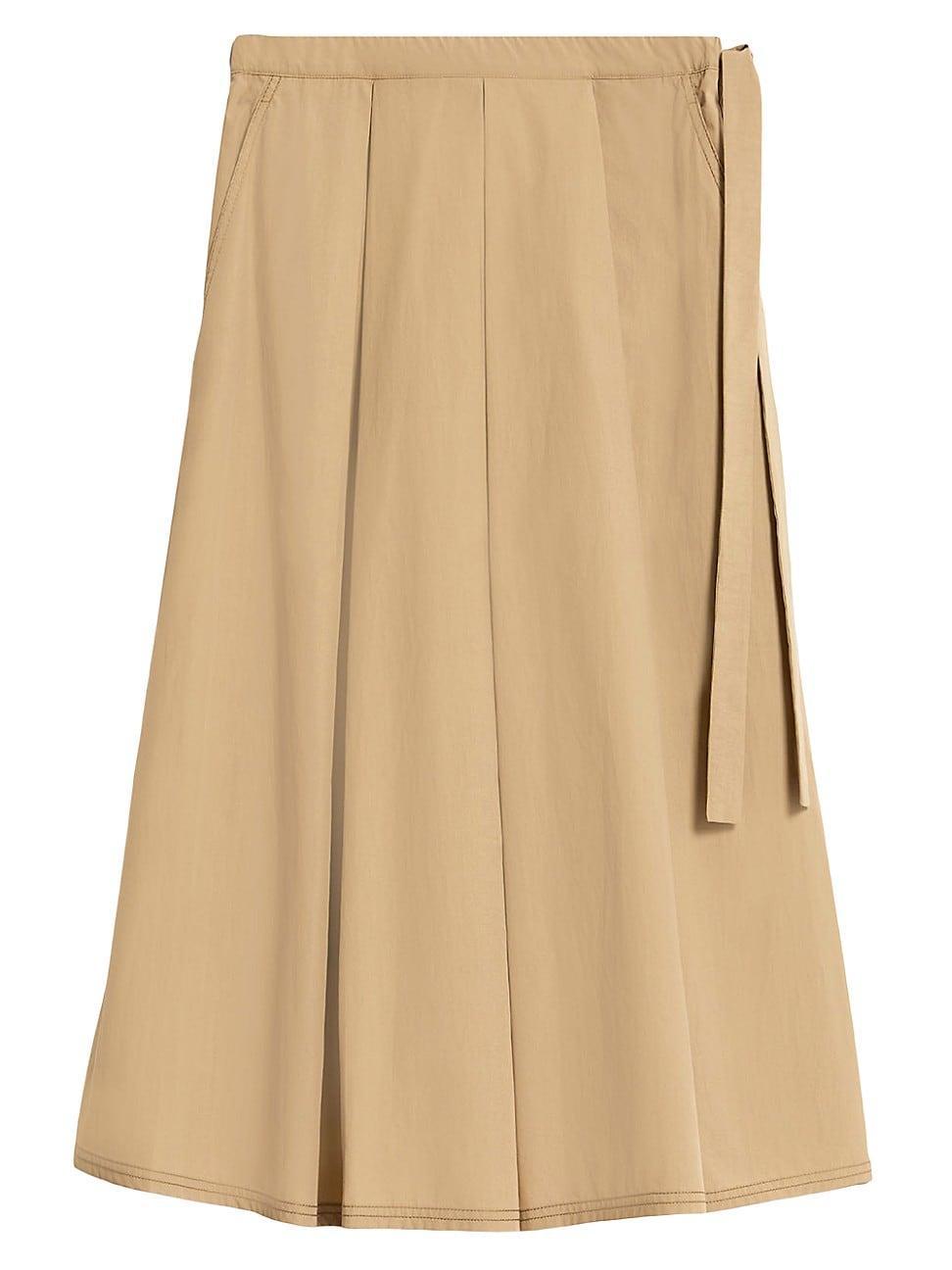 Womens Donata Pleated Cotton Midi-Skirt Product Image