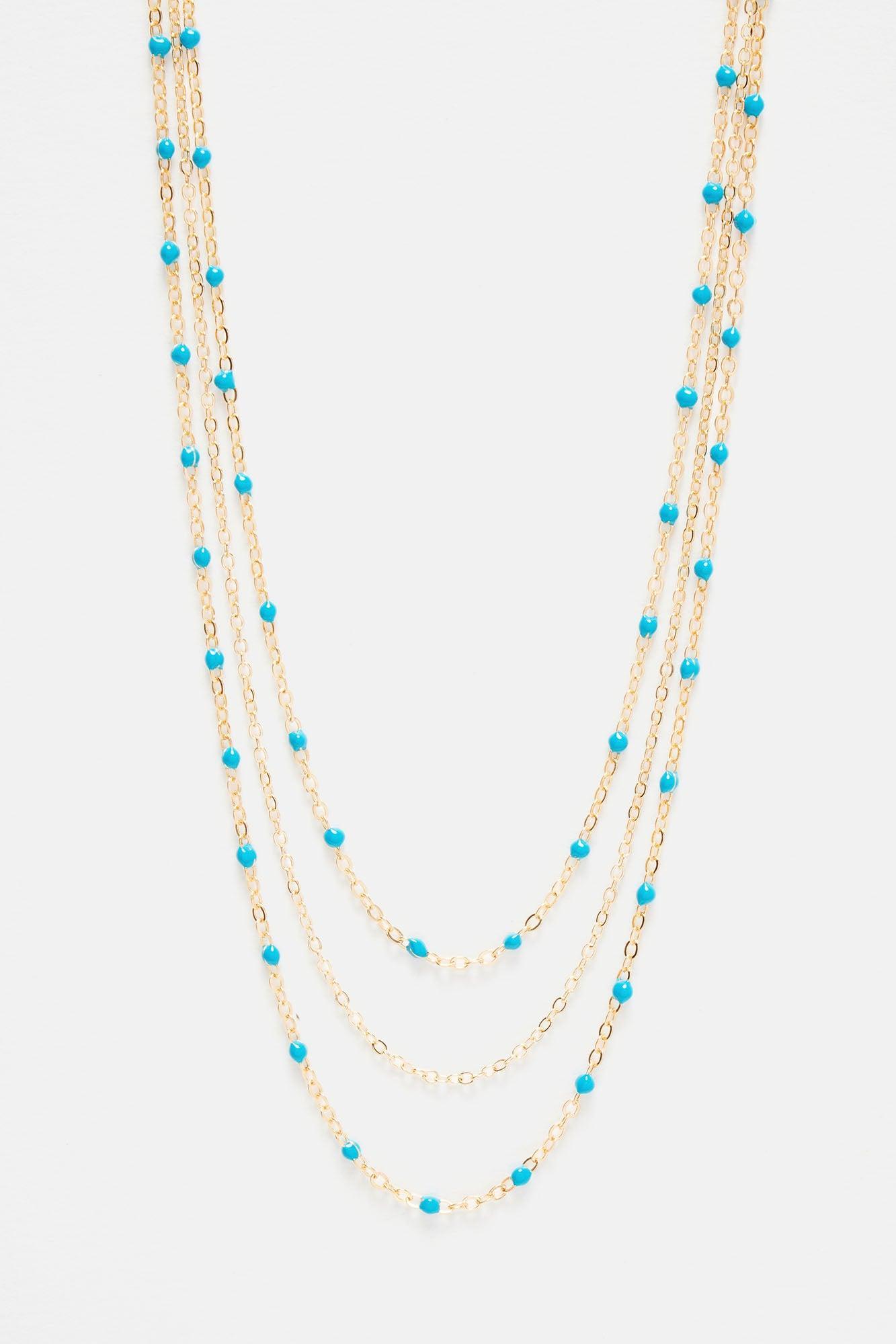 Azulik Layered Necklace - Gold/Blue Product Image