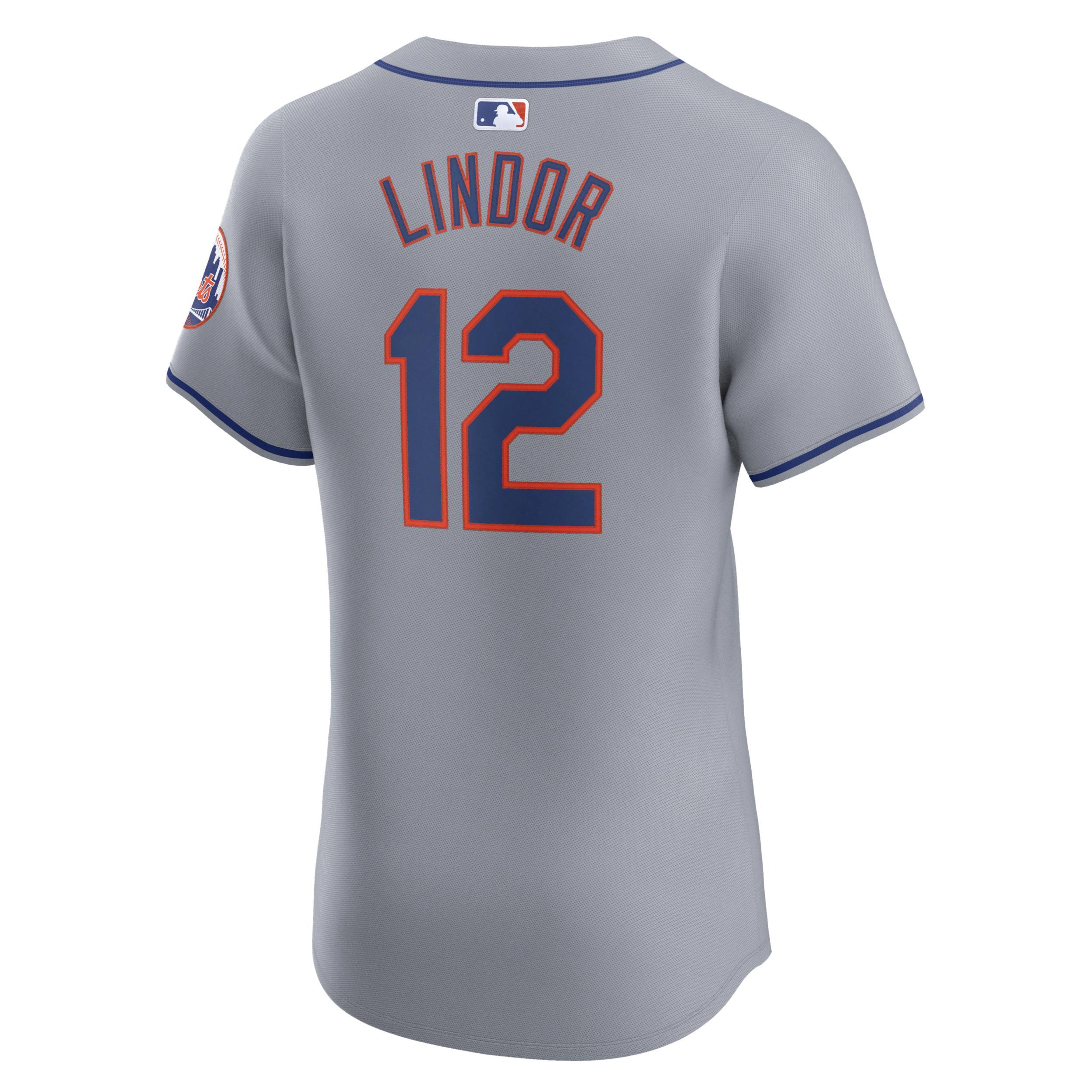 Mens Nike Francisco Lindor Gray New York Mets Road Elite Player Jersey Product Image