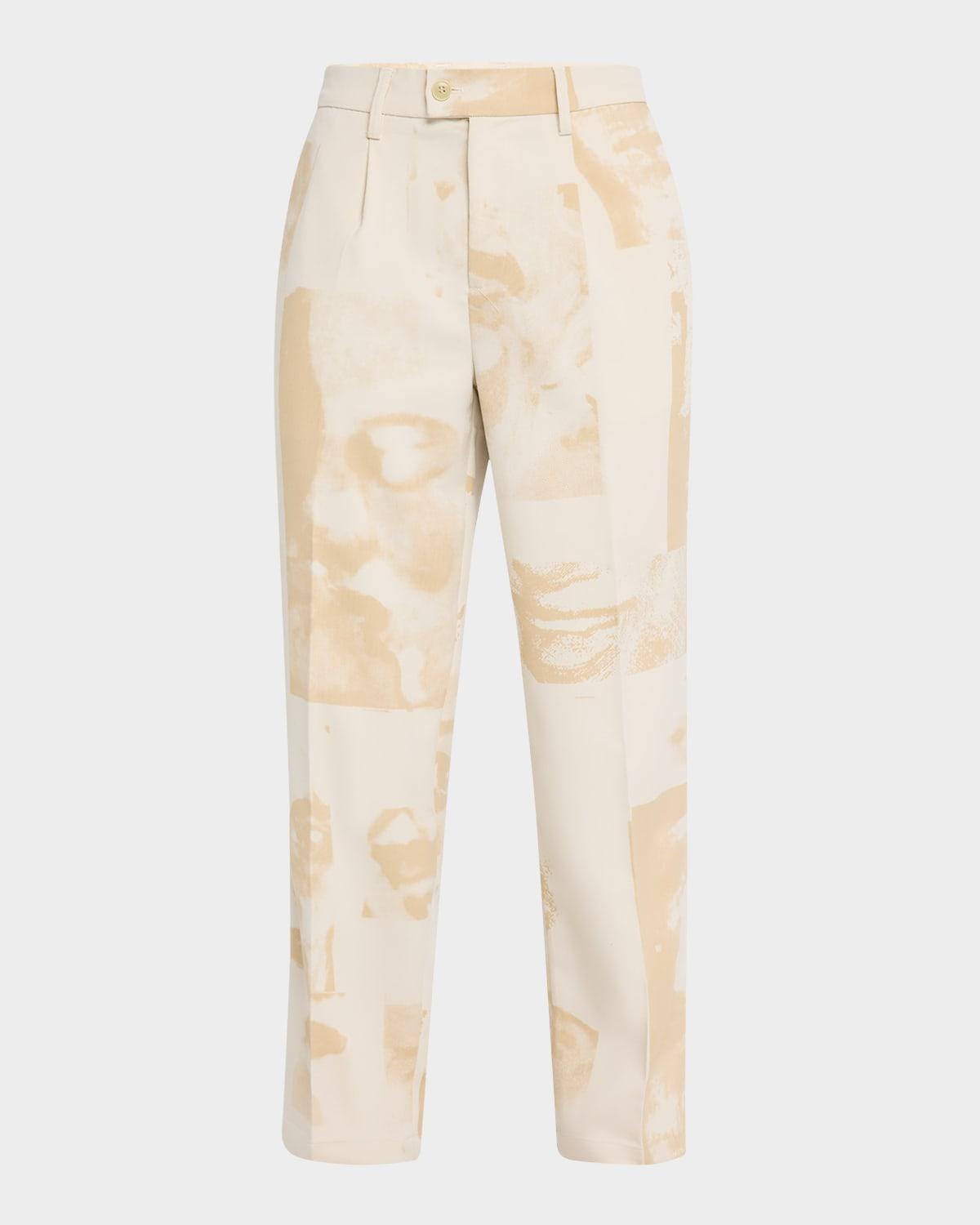 Men's Faces Collage Pleated Trousers Product Image