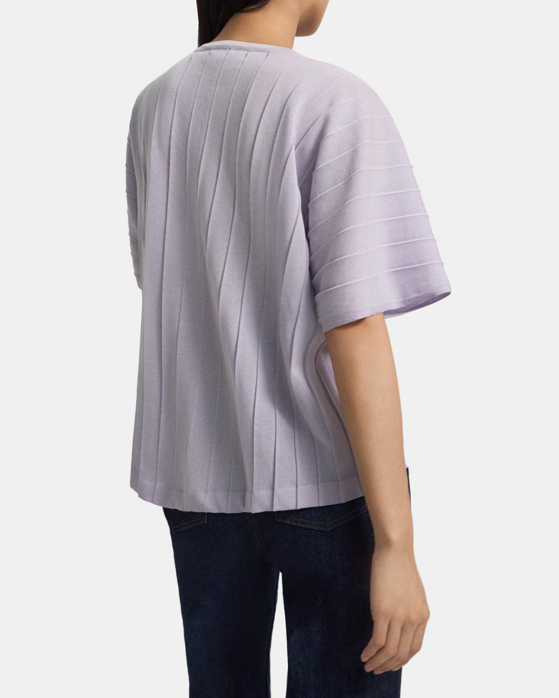 Pleated Short-Sleeve Sweater in Cotton Blend Product Image