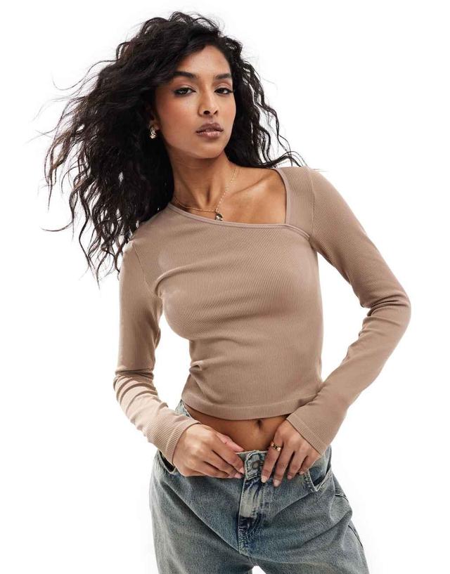 ASOS DESIGN seamless sculpting asymmetric neckline top Product Image