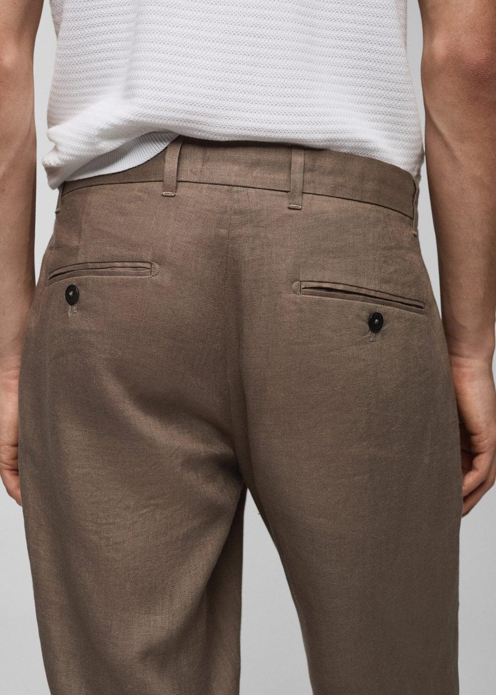 MANGO MAN - Slim-fit 100% linen pants medium brownMen Product Image