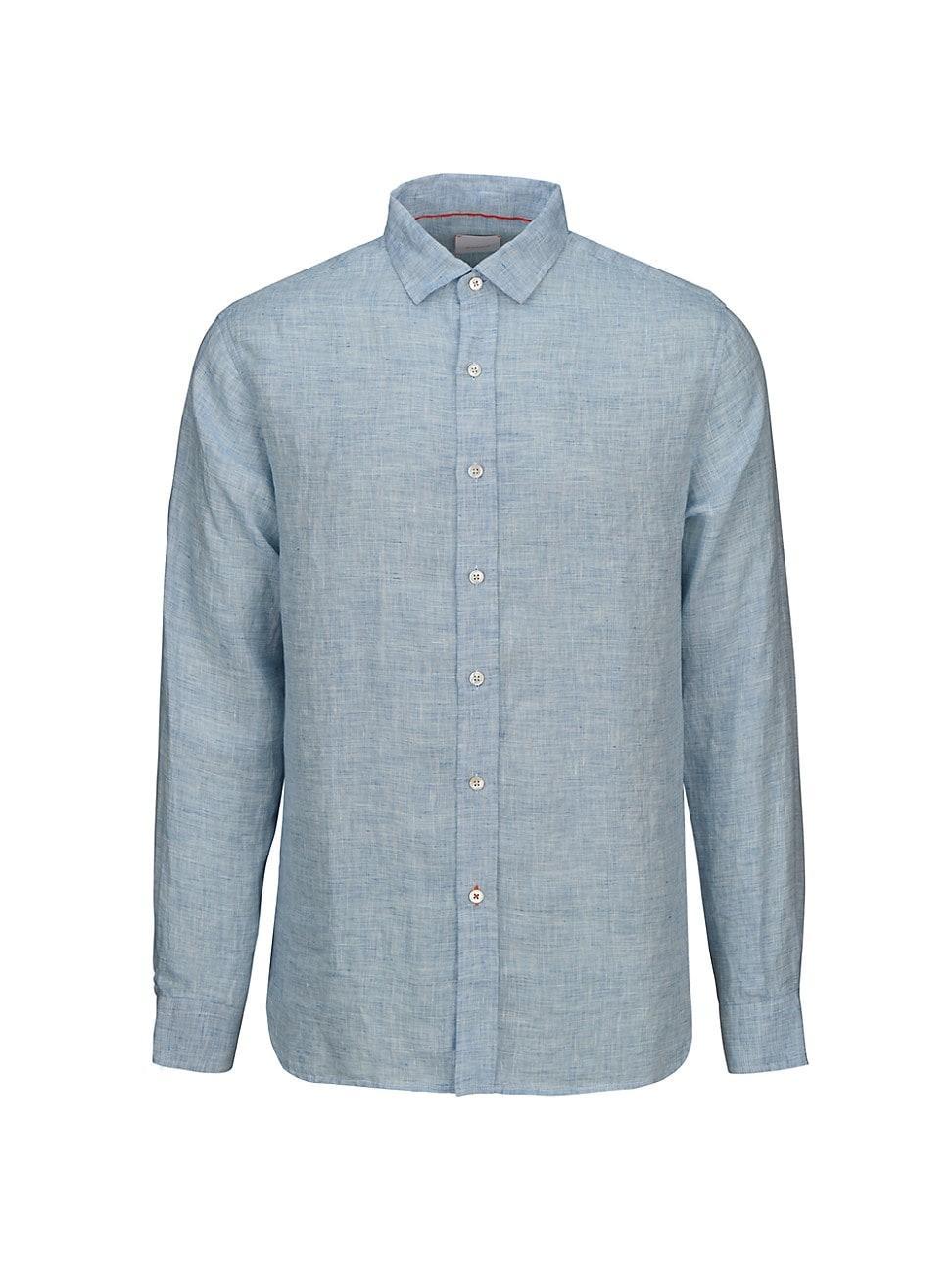 Mens Amalfi End-On-End Linen Long-Sleeve Shirt Product Image