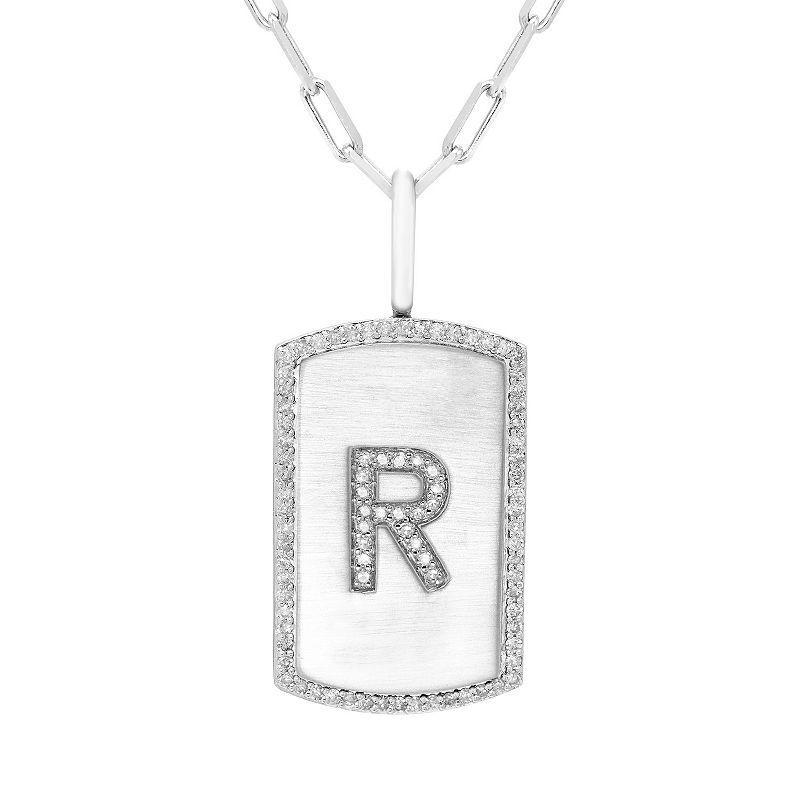 Its Personal Initial Sterling Silver & 1/4 Carat T.W. Diamond Dog Tag Necklace, Womens White Product Image