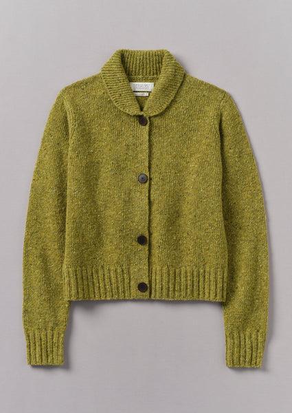 Donegal Wool Round Collar Cardigan | Lime Product Image