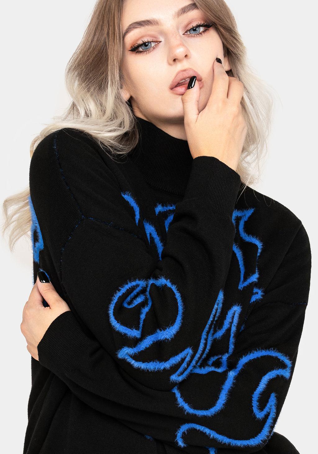 Blaze Flame Knit Sweater - Blue Product Image