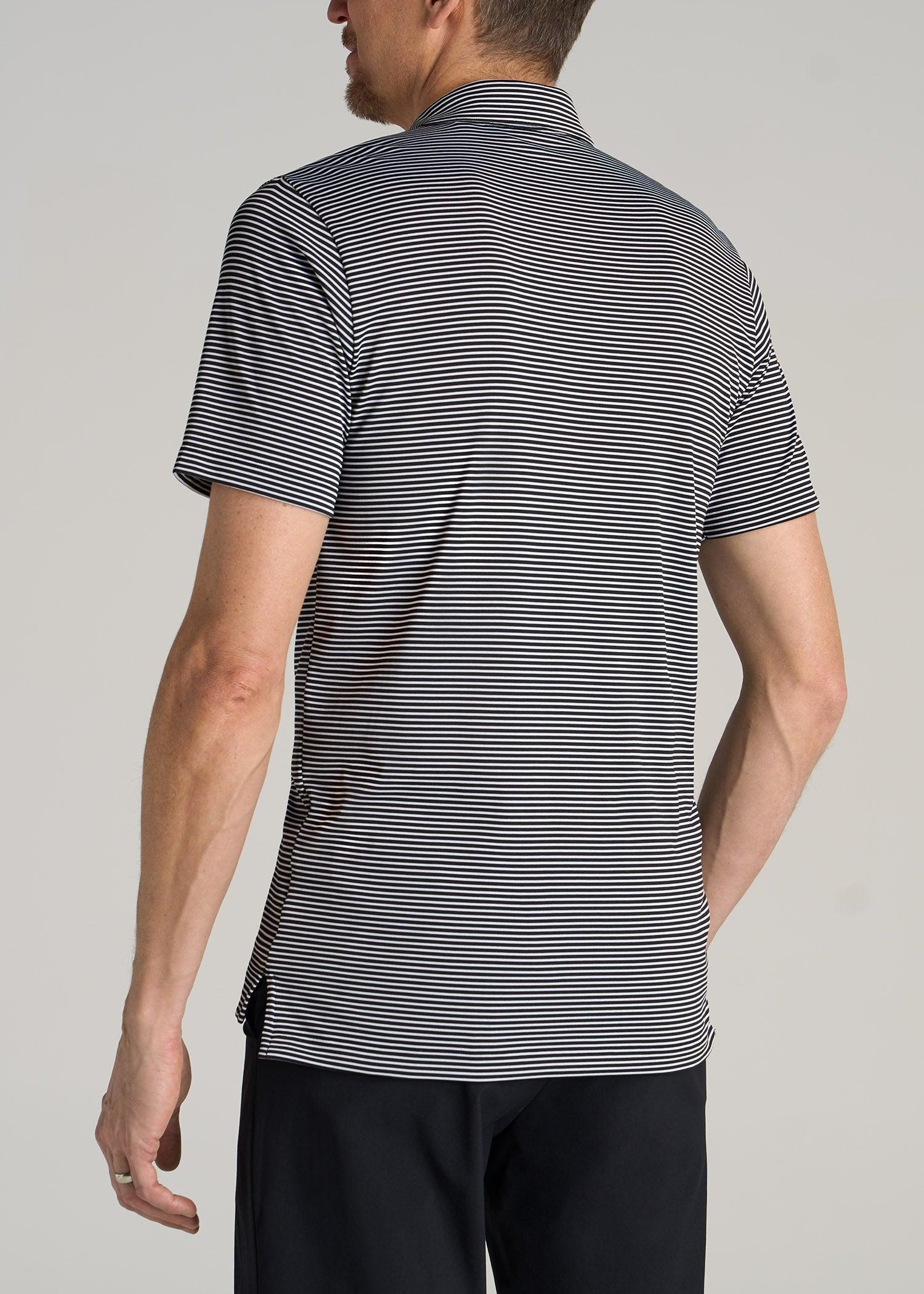 A.T. Performance Stretch Stripe Golf Tall Men's Polo Shirt in Black Product Image