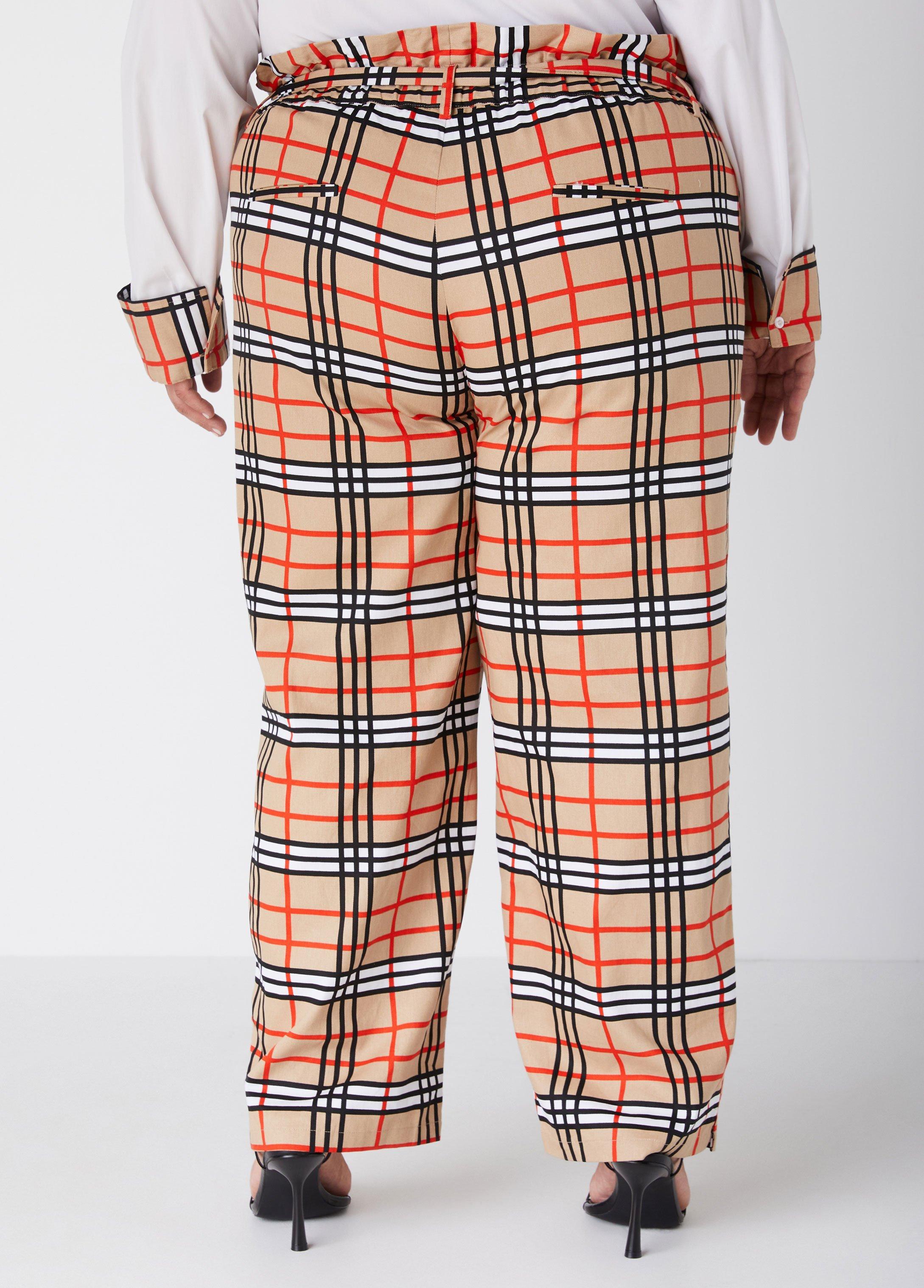 Plus Size Plaid Twill Paperbag Pants Ashley Stewart Product Image