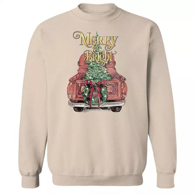 Mens Merry & Bright Graphic Sweatshirt, Womens Brown Product Image