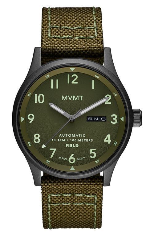 Mvmt Mens Field Automatic Green Canvas Strap Watch 42mm Product Image