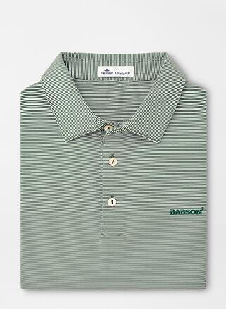 Peter Millar Mens Babson Jubilee Stripe Performance Polo | Color: Green | Size: XL Product Image