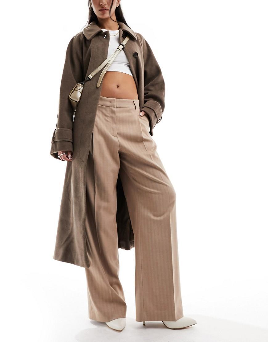 Mango light herringbone wide leg pants Product Image