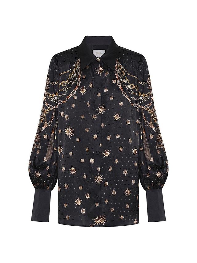 Womens Chain & Star Silk Blouse Product Image