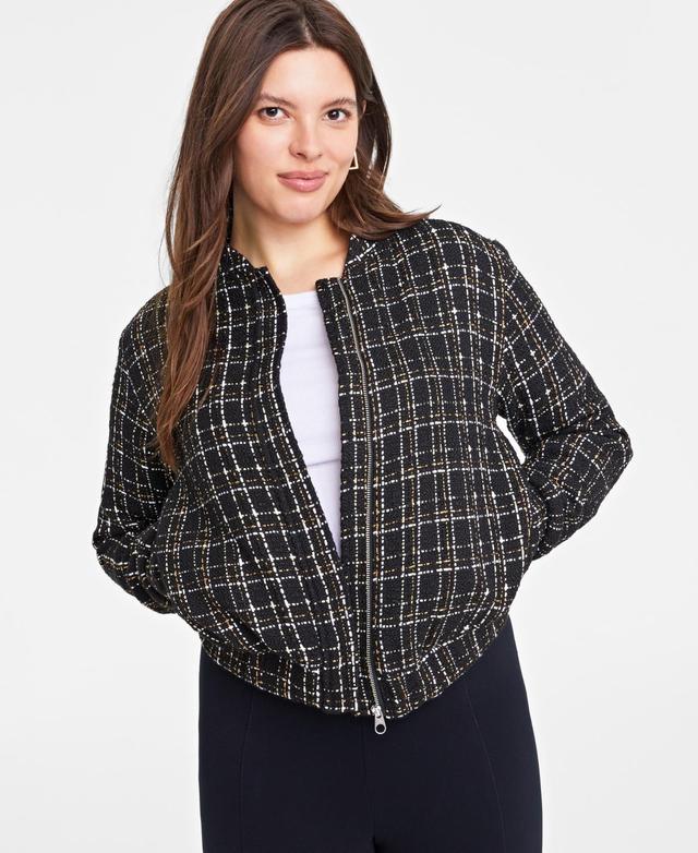 On 34th Womens Metallic Tweed Bomber Jacket, Created for Macys Product Image