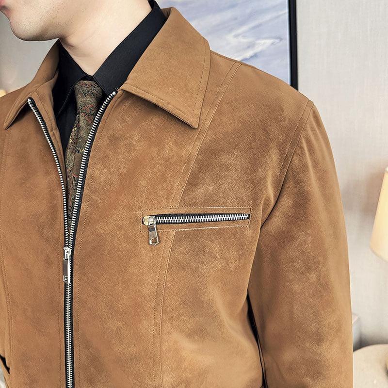 Faux Suede Zip Jacket Product Image