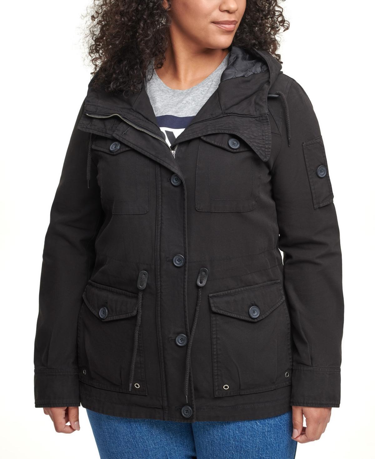 Plus Size Levis Hooded Cotton Anorak Jacket, Womens Black Product Image