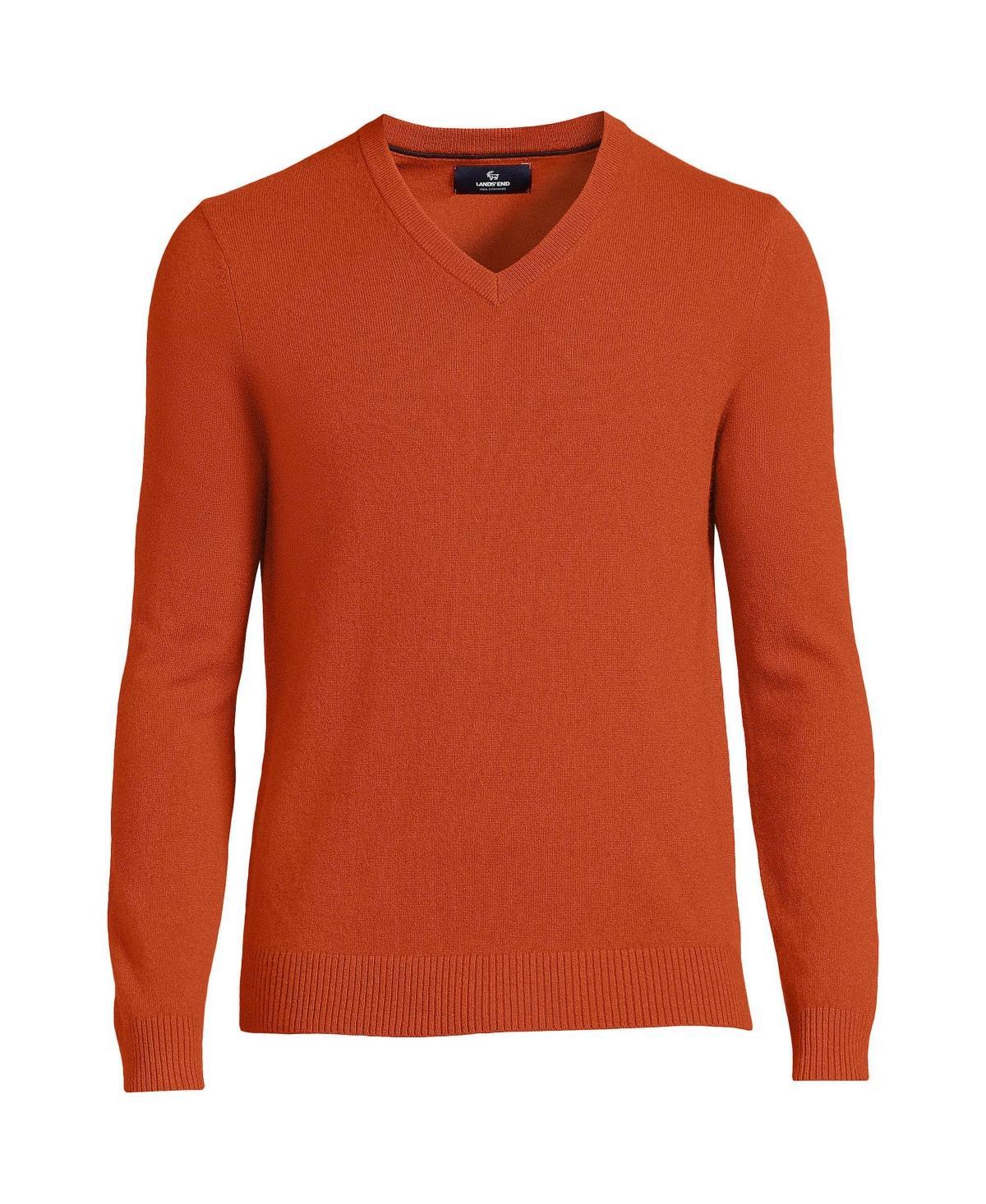 Big & Tall Lands End Fine-Gauge Cashmere V-neck Sweater, Mens Light Gray Grey Product Image