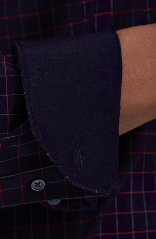 BUGATCHI Jax Ooohcotton® Check Print Button-up Shirt In Plum Product Image