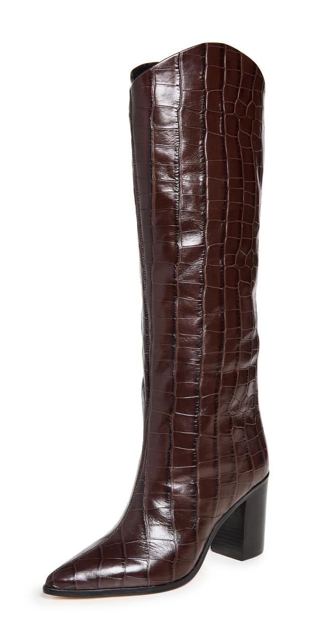 Womens Analeah 85MM Croc-Embossed Leather Boots Product Image