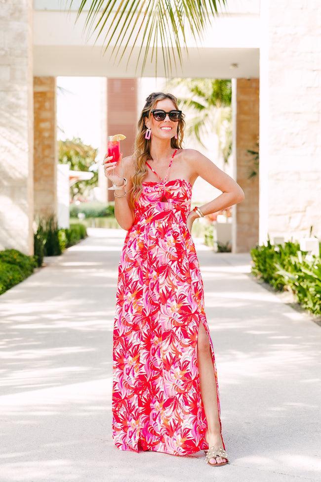 Soak In The Sun Tropical Print Maxi Dress Tori X Pink Lily Product Image