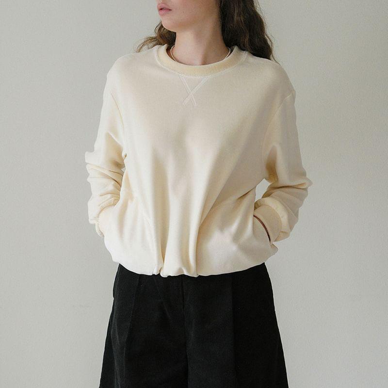 Crew Neck Plain Oversized Pullover Product Image