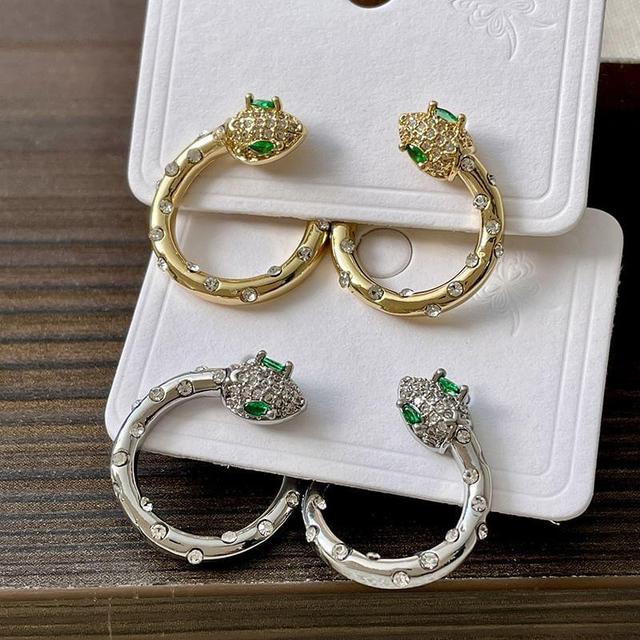 Rhinestone Serpent Hoop Stud Earring Product Image