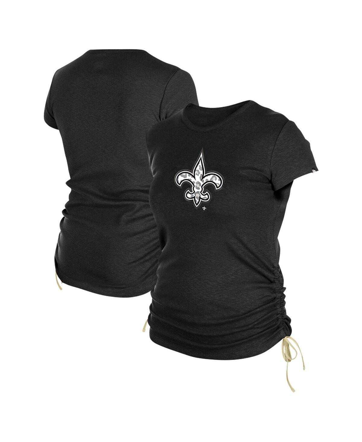 New Era Womens Black New Orleans Saints Ruched Side T-Shirt Product Image