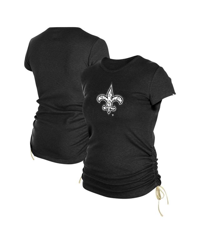 New Era Womens Black New Orleans Saints Ruched Side T-Shirt Product Image