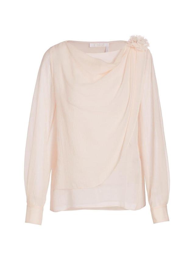 Womens Virgin Wool Cowlneck Blouse Product Image