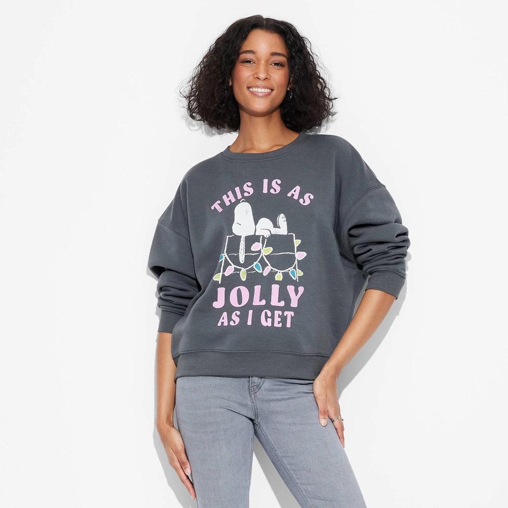 Womens Jolly Snoopy Graphic Sweatshirt - Gray product image