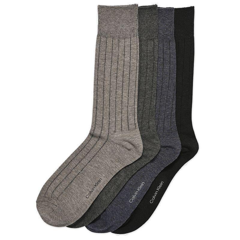 Mens Calvin Klein 4-Pack Ribbed Dress Crew Socks Product Image