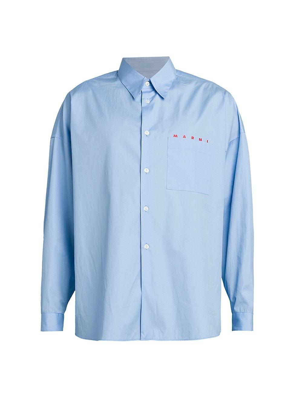 Mens Logo Poplin Button-Up Shirt Product Image