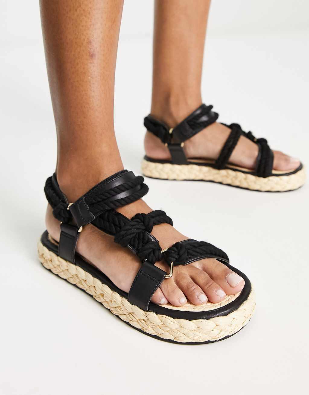 ASOS DESIGN Jagger rope espadrilles in black Product Image