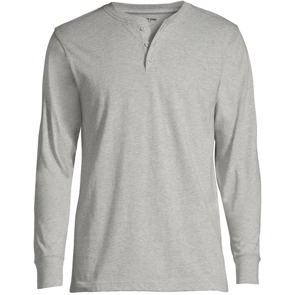 Big & Tall Lands End Super-T Classic-Fit Henley, Mens Gray Grey Product Image