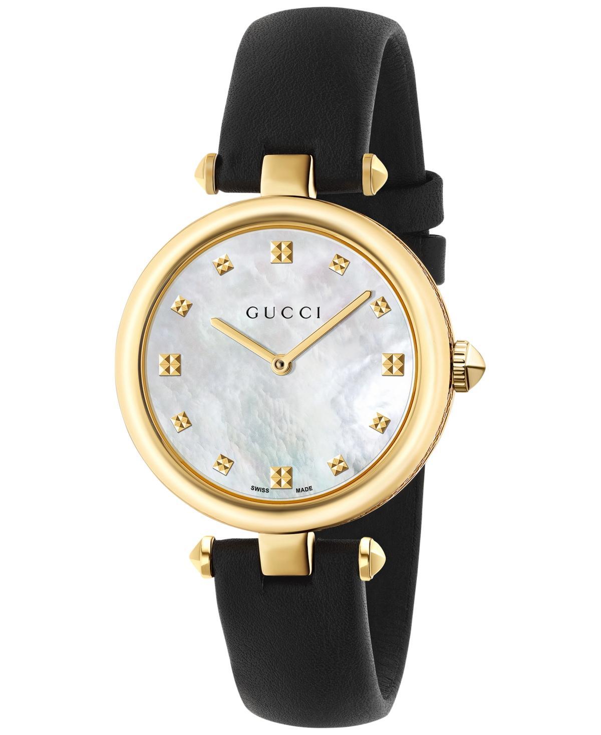 Gucci Womens Swiss Diamantissima Black Leather Strap Watch 32mm YA141404 - Black Product Image