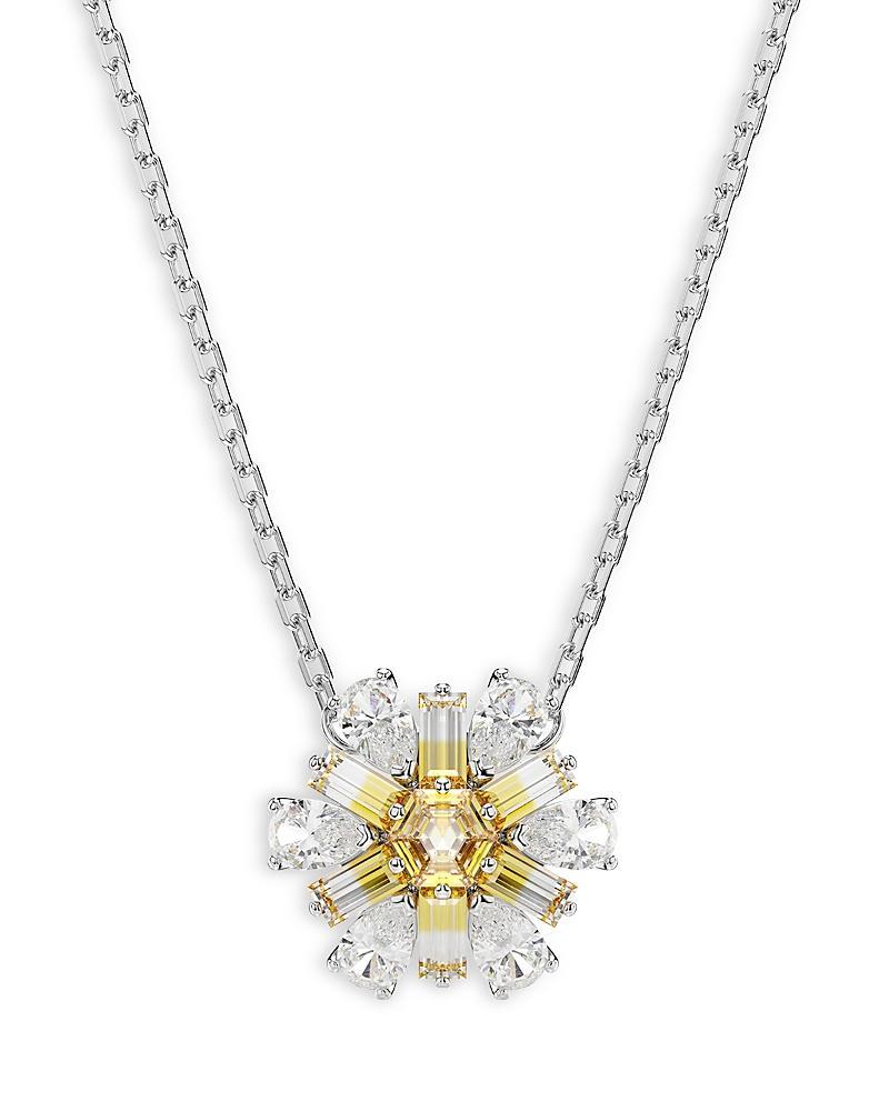 Womens Idyllia Yellow Crystal Flower Long Pendant Necklace Product Image