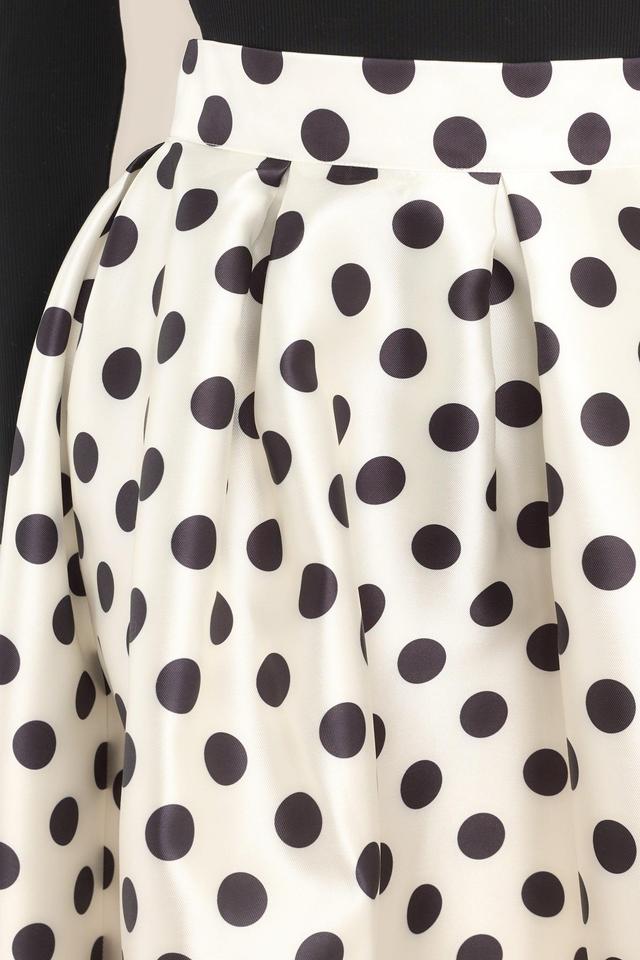 Full Circle White Polka Dot Midi Skirt Product Image