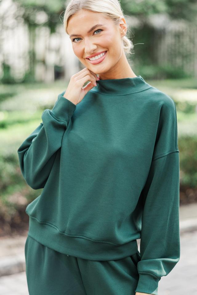 Happy Again Hunter Green Mock Neck Pullover Female Product Image