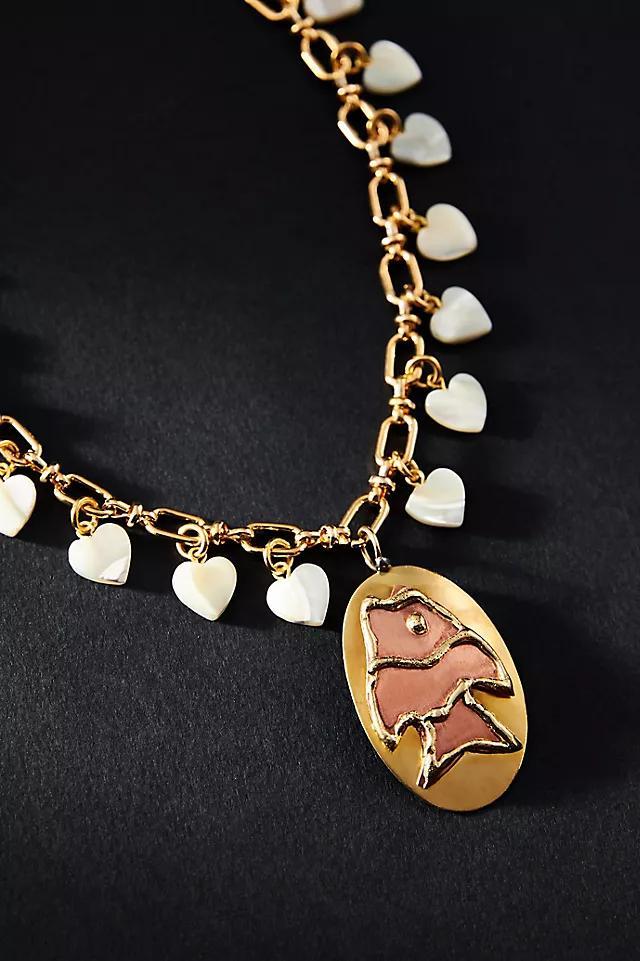 The Sage Vintage Mother-of-Pearl Fish Charm Necklace Product Image