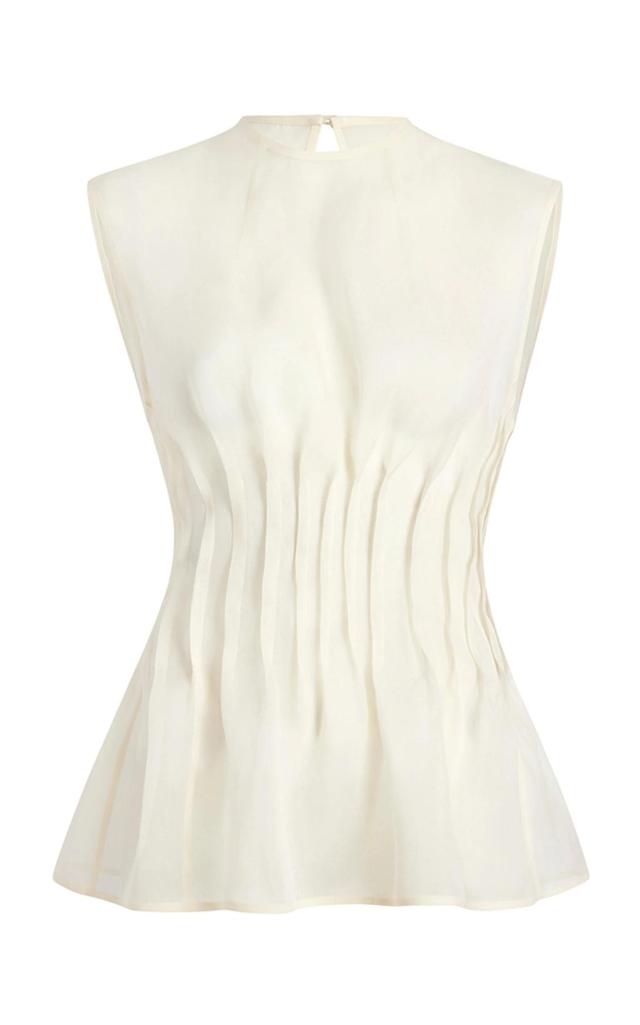 Westin Pleated Silk Top In Ivory Product Image