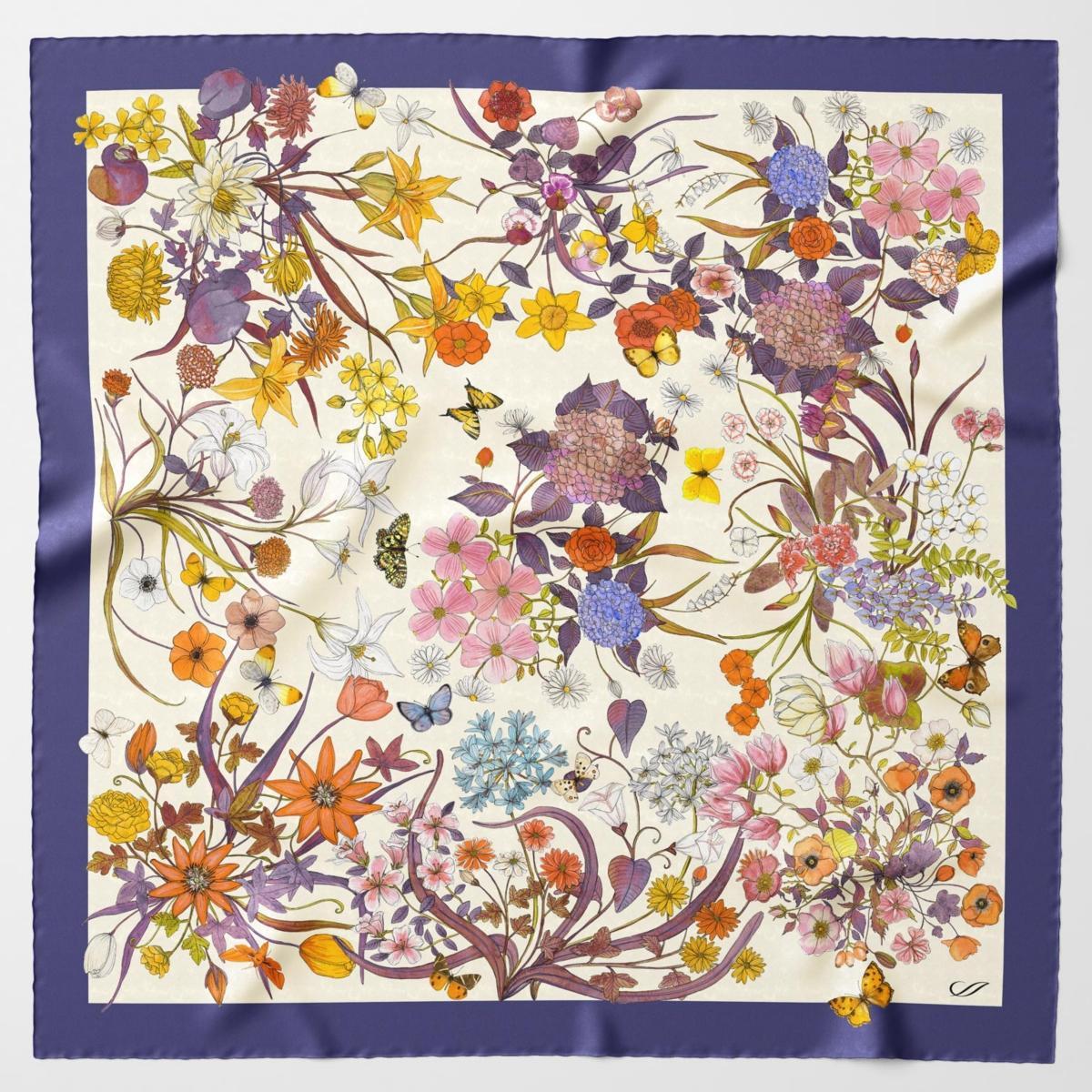 Elizabetta Flora - Hand Rolled Silk Foulard for Women Product Image