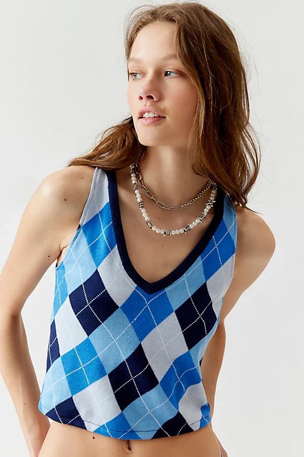 Urban Renewal Remade Argyle Cropped Tank Top Womens at Urban Outfitters Product Image